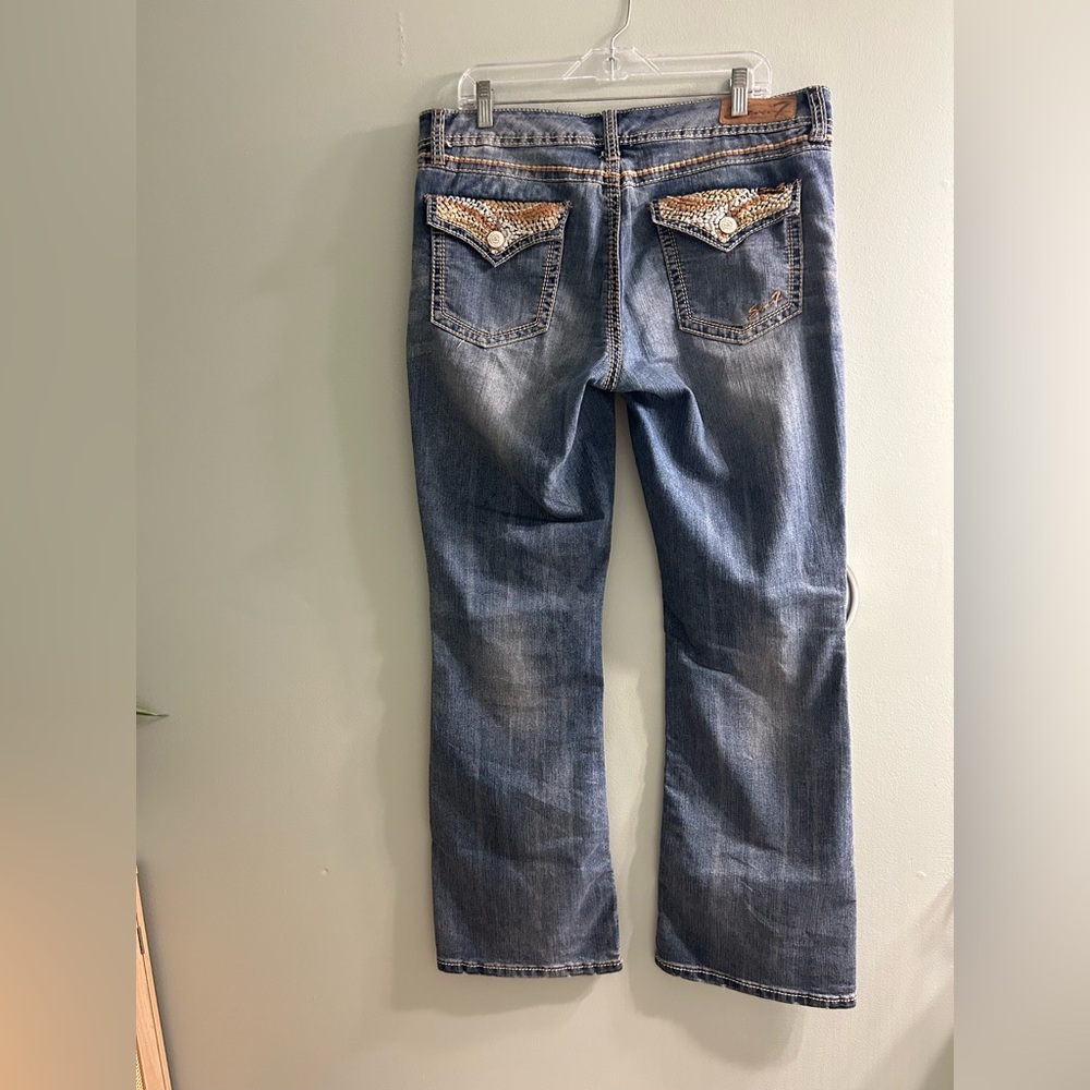 Seven 7 embroidered flap pocket bootcut jeans Y2K style - Picture 3 of 11